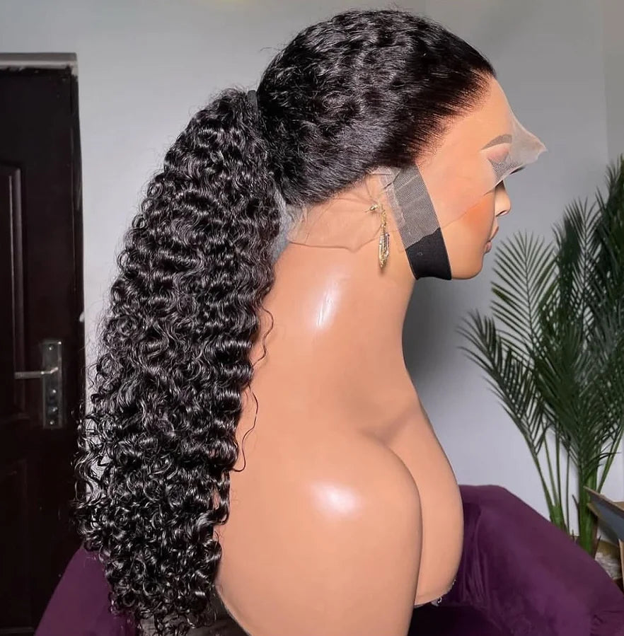 10-30 Inch Mongolian Afro Kinky Curly Human Hair Lace Front Wigs Virgin Hair Transparent HD Full Lace Frontal Wig With Baby Hair
