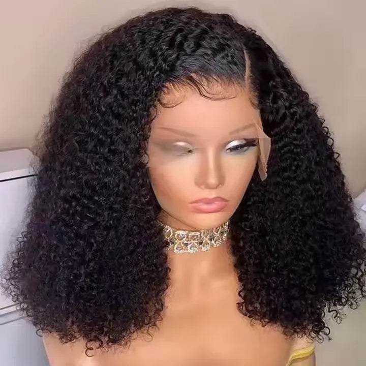 10-30 Inch Mongolian Afro Kinky Curly Human Hair Lace Front Wigs Virgin Hair Transparent HD Full Lace Frontal Wig With Baby Hair