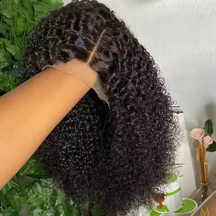 10-30 Inch Mongolian Afro Kinky Curly Human Hair Lace Front Wigs Virgin Hair Transparent HD Full Lace Frontal Wig With Baby Hair