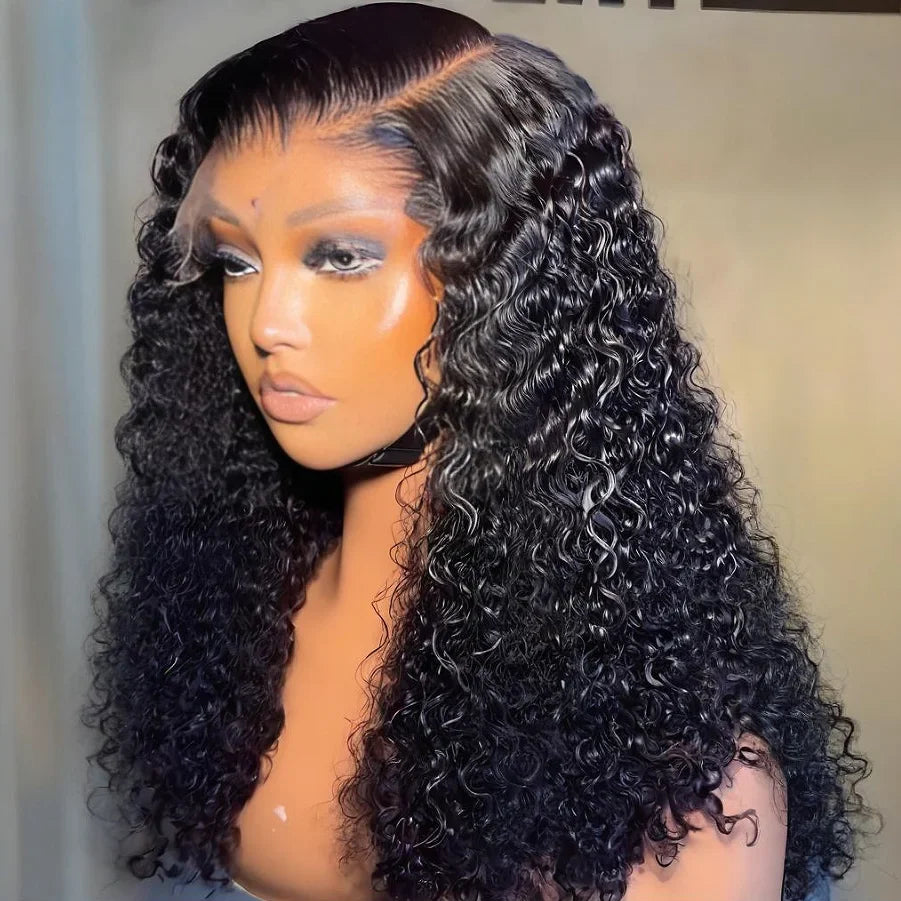 10-30 Inch Mongolian Afro Kinky Curly Human Hair Lace Front Wigs Virgin Hair Transparent HD Full Lace Frontal Wig With Baby Hair