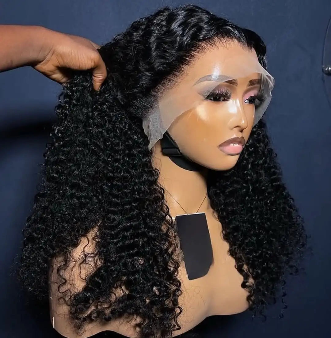 10-30 Inch Mongolian Afro Kinky Curly Human Hair Lace Front Wigs Virgin Hair Transparent HD Full Lace Frontal Wig With Baby Hair