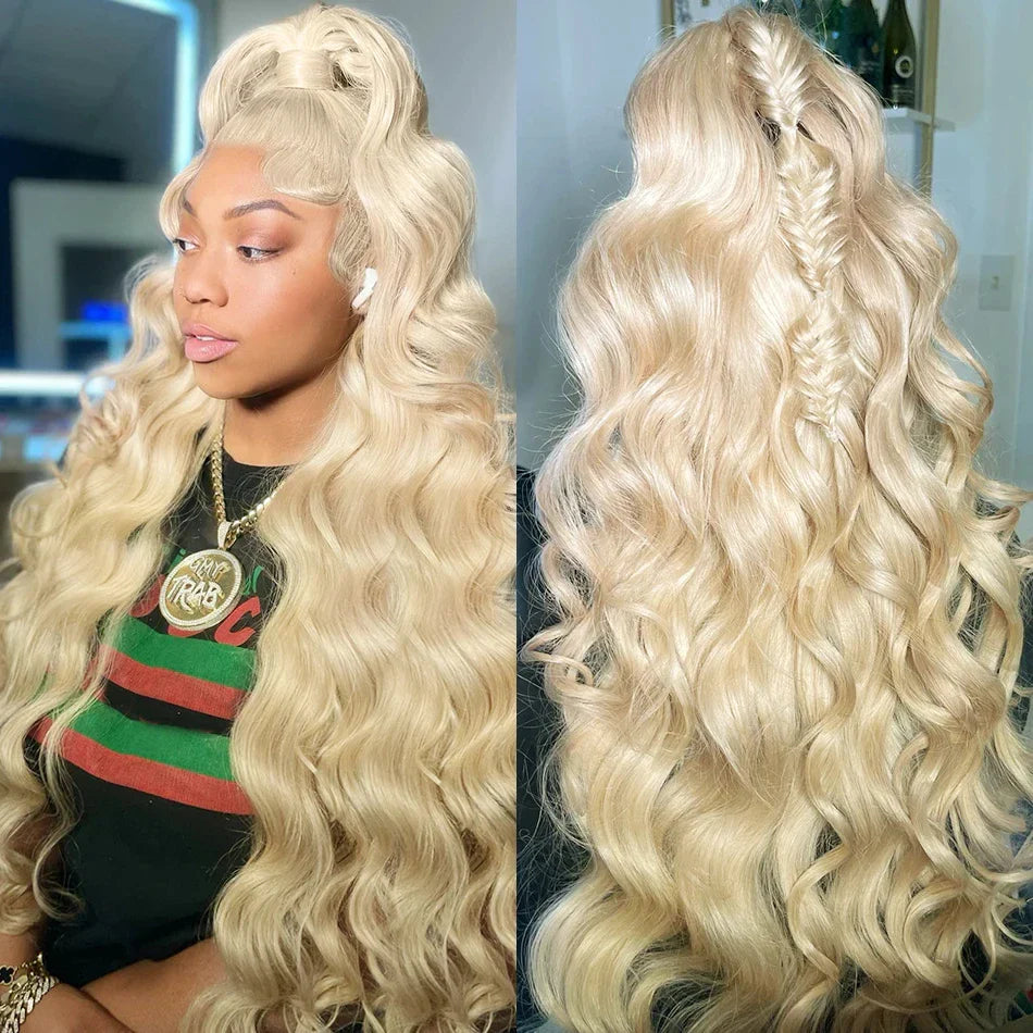 13x6 Body Wave HD Transparent 613 Lace Frontal Human Hair Wig Honey Blonde Color Brazilian Lace Front Wigs On Clearance Sale