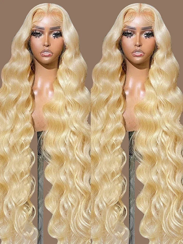 13x6 Body Wave HD Transparent 613 Lace Frontal Human Hair Wig Honey Blonde Color Brazilian Lace Front Wigs On Clearance Sale