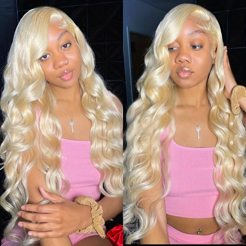 13x6 Body Wave HD Transparent 613 Lace Frontal Human Hair Wig Honey Blonde Color Brazilian Lace Front Wigs On Clearance Sale