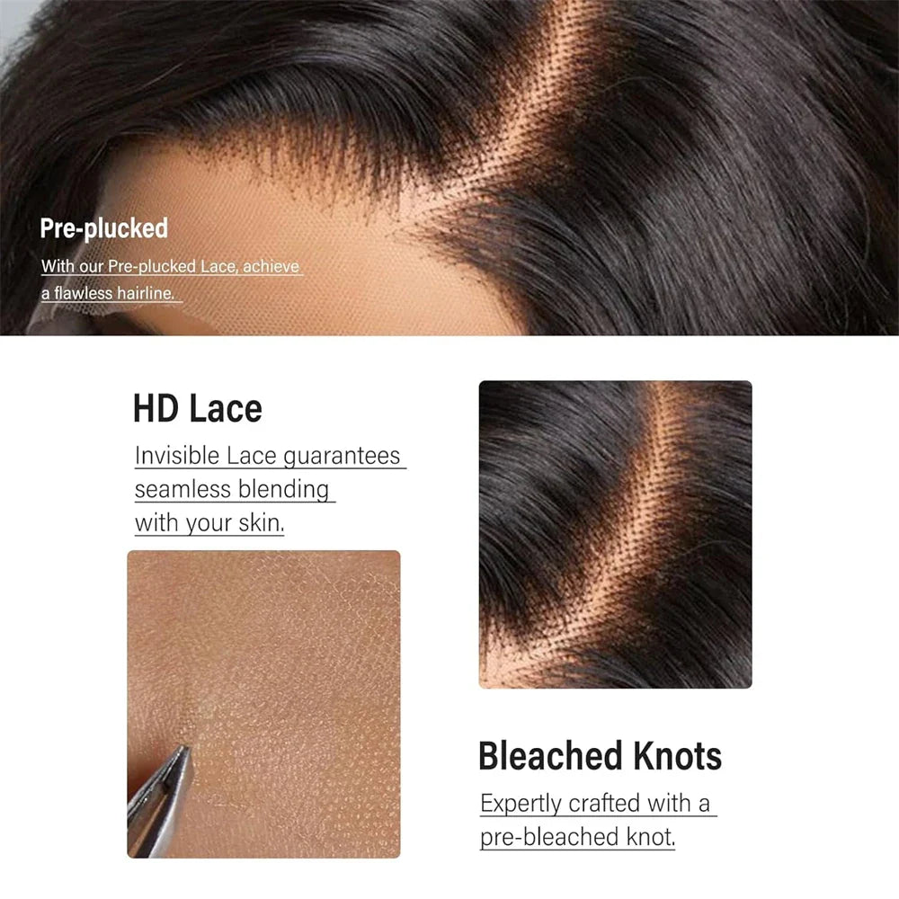 13x4 HD Transparent Bone Straight Lace Front Human Hair Wigs Brazilian Frontal Wigs For Women 30 34 Inches 180 Density